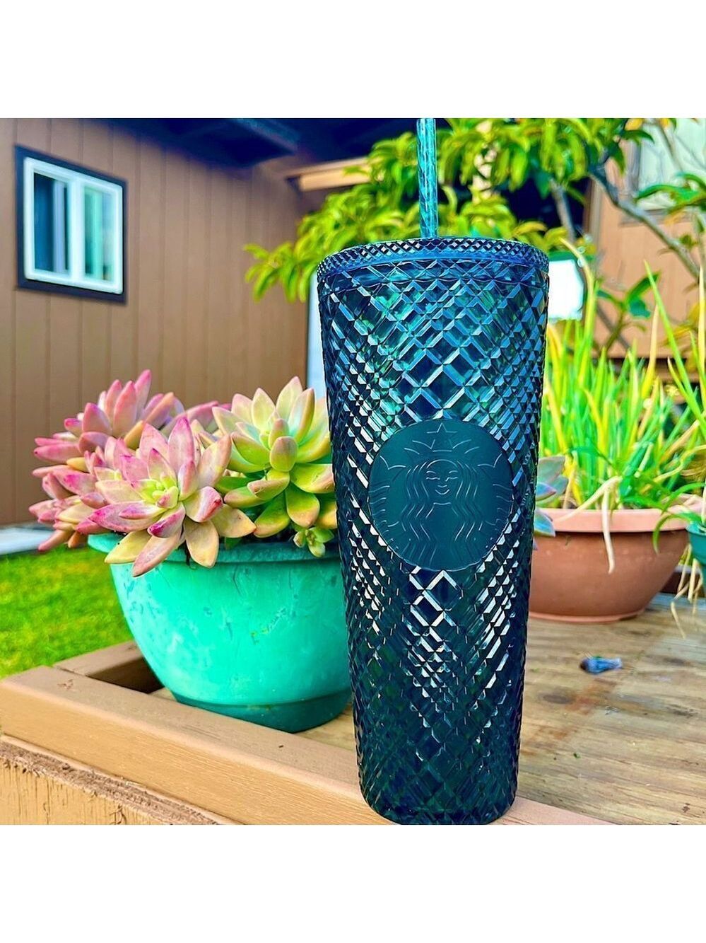 Starbucks 2021 Blue Jeweled Studded Venti Tumbler 24oz Cold Cup - Picture 2 of 7
